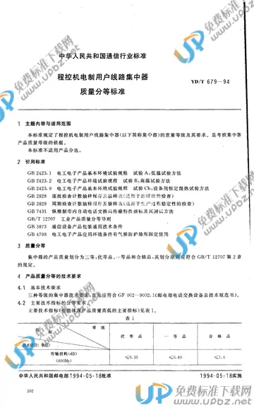 YD/T 679-1994 免费下载